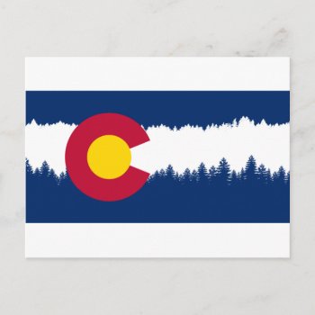 Colorado Flag Treeline Silhouette Postcard by FreeFormation at Zazzle