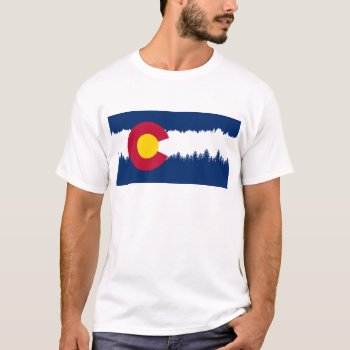 Colorado Flag Treeline Silhouette T-shirt by FreeFormation at Zazzle