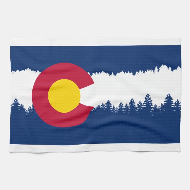 Colorado Flag Treeline Silhouette Towel (Horizontal)