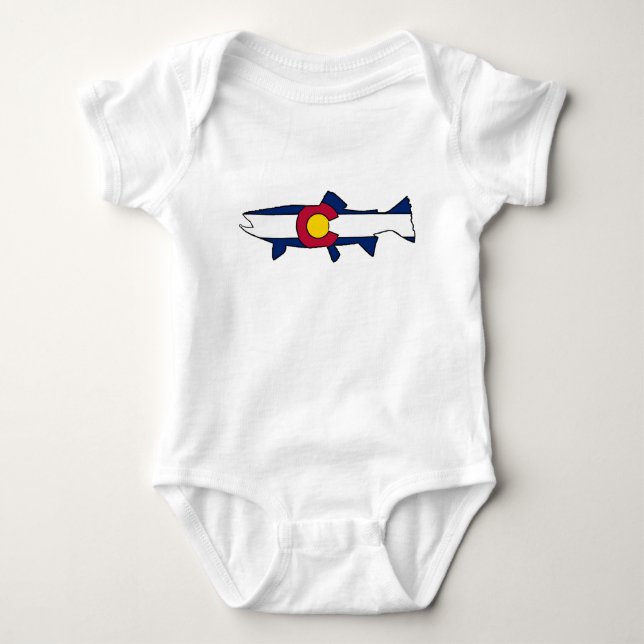 Colorado flag trout fish baby outfit bodysuit (Front)