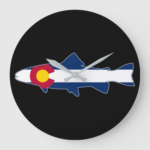 Colorado Flag Trout Fish Large Clock