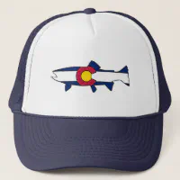 Colorado flag trout fish trucker hat