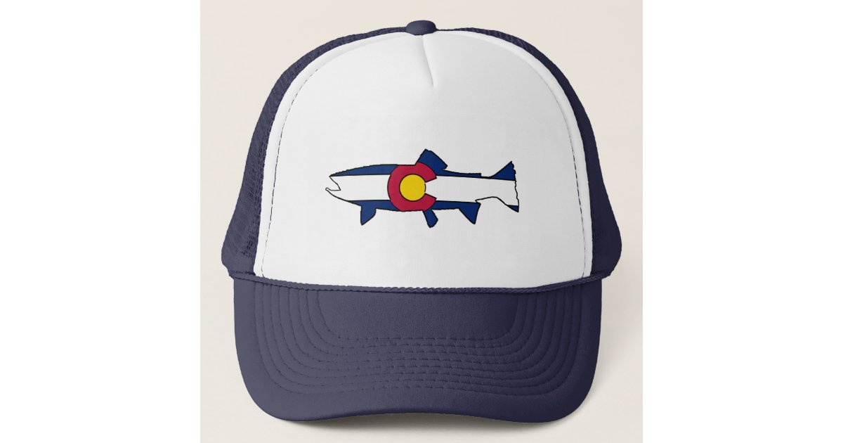 Colorado flag trout fish trucker hat