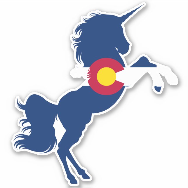 Colorado Flag Unicorn Sticker (Front)
