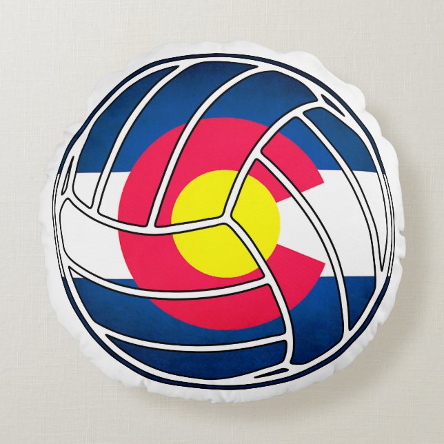 Colorado flag volleyball round pillow (Front)
