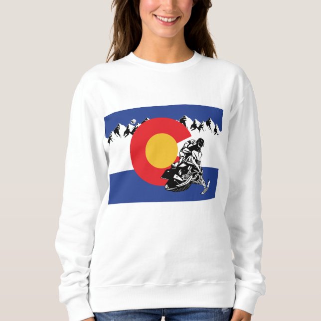 Colorado Flag with a Cool Snowmobiler Sweatshirt (Front)