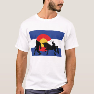 Colorado Flag with Bigfoot, Unicorn and Jackalope T-Shirt