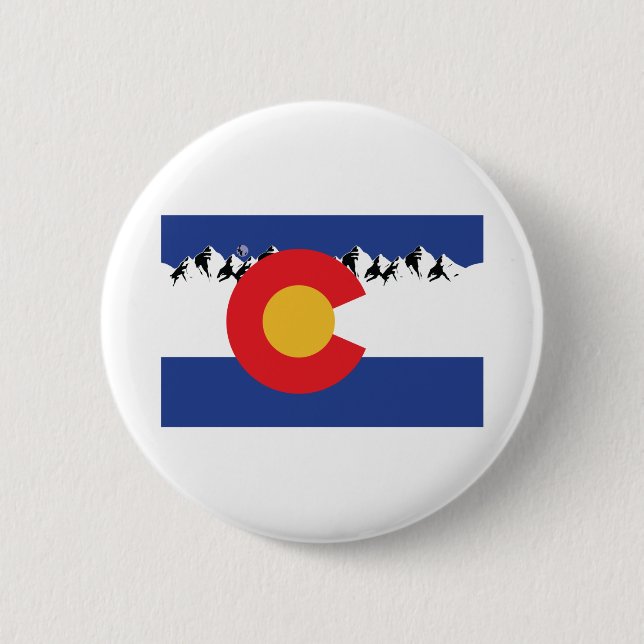 Colorado Flag with Mountains Button (Front)