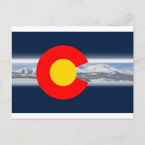 Colorado Flag with Mountains Postcard
