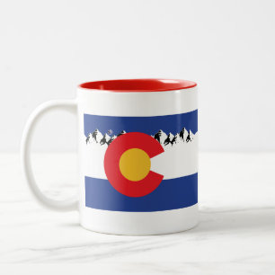 Colorado Flag with Mountains Two-Tone Coffee Mug