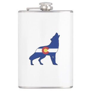 Colorado Flag Wolf Flask