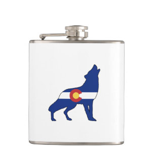 Colorado Flag Wolf Flask
