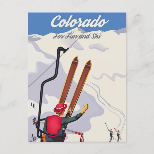 Colorado for Fun and Ski Postcard