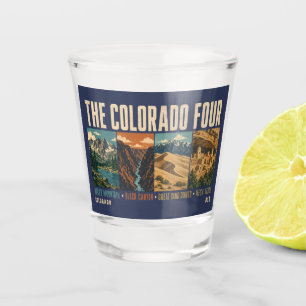 Colorado Four National Park Illustration Vintage Shot Glass
