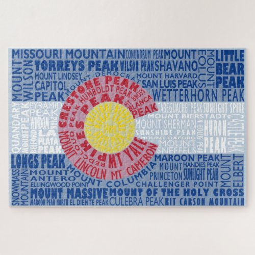Colorado Fourteeners State Flag 14ers Puzzle