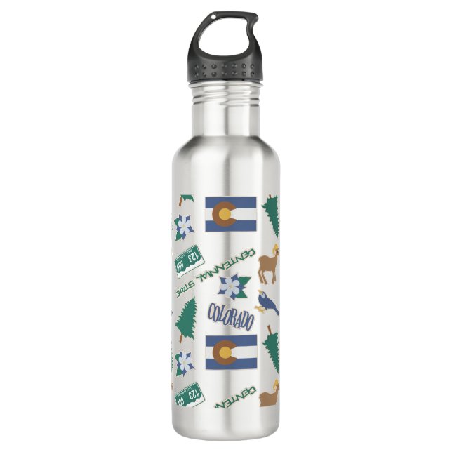Colorado Fun Pattern Water Bottle (Front)
