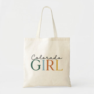 “Colorado Girl” Colorful Typography Tote Bag