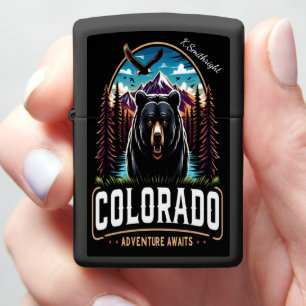 Colorado Grizzly Bear Adventure Logo Zippo Lighter