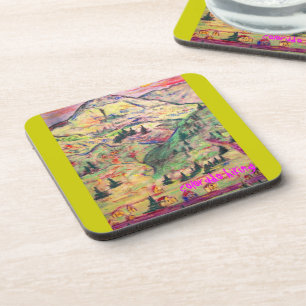 colorado hiking art drink coaster