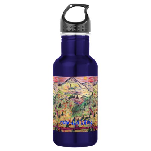 colorado hiking art water bottle