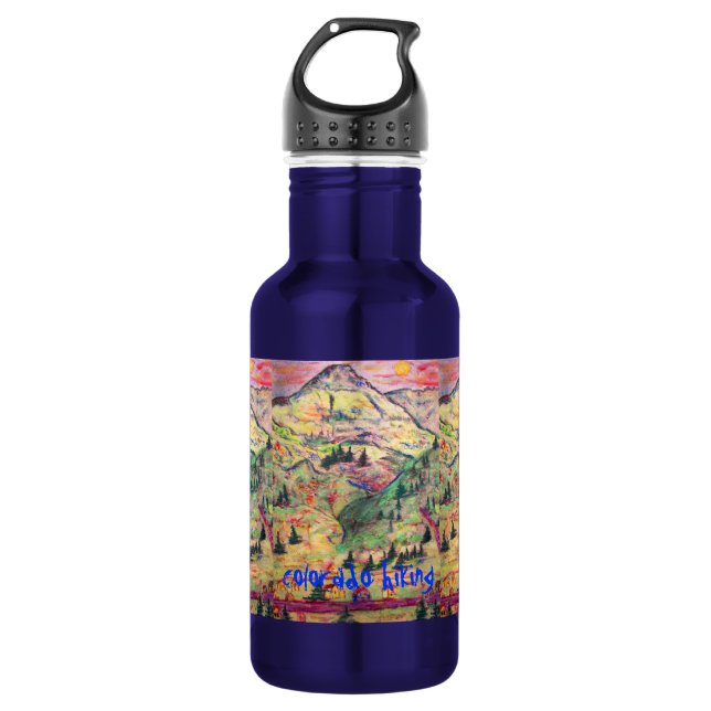 colorado hiking art water bottle (Front)
