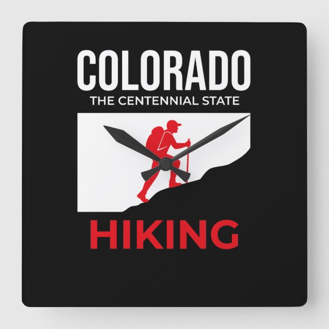 Colorado Hiking – The Centennial State USA Square Wall Clock (Front)
