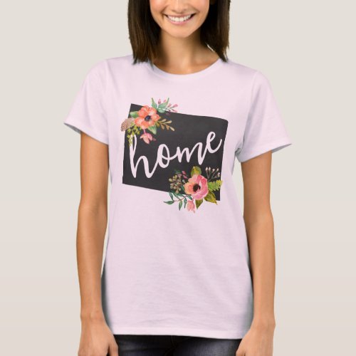 Apparel 12 Colorado Home Chalkboard Watercolor Flowers State T-Shirt