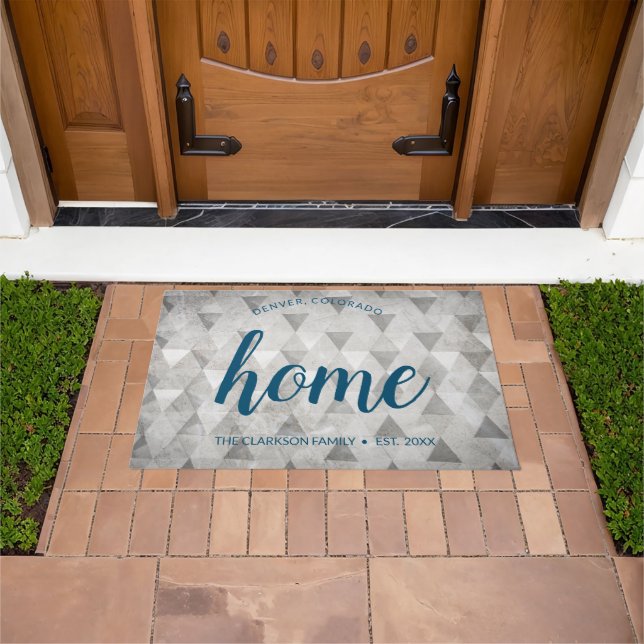 Colorado Home State Personalized Grey Triangles Doormat (Outdoor)