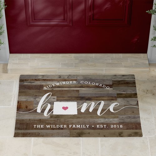 Colorado Home State Personalized Wood Look Doormat