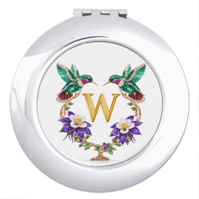 Colorado Hummingbird & Columbine Letter W Wedding  Compact Mirror (Front)