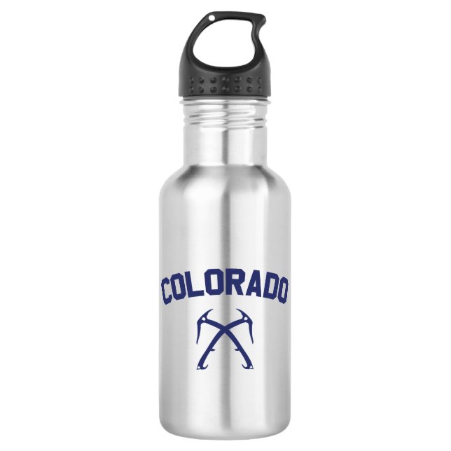 Colorado Ice Climbing Stainless Steel Water Bottle (Front)