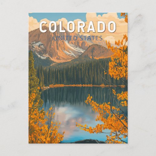 Colorado Illustration Travel Art Vintage Postcard