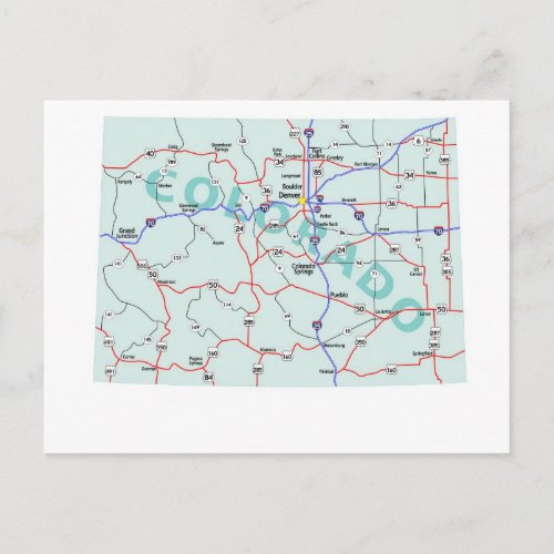 Colorado Interstate Map Postcard