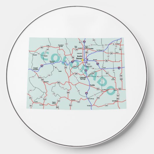 Colorado Interstate Map Wireless Charger (Front)