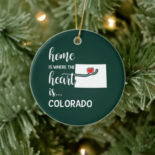 Colorado is where the heart is playing cards ceramic ornament