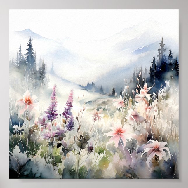 Colorado Landscape Watercolor Art Poster (Front)