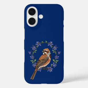 Colorado Lark Bunting Bird Surrounded By Columbine iPhone 16 Case