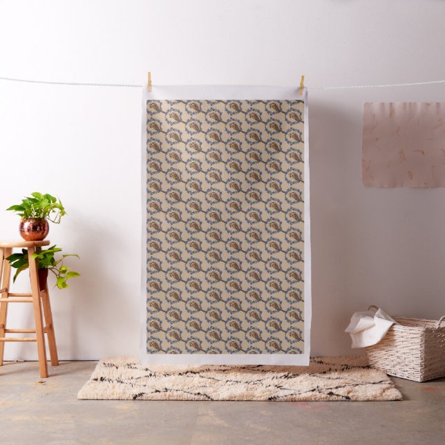 Colorado Lark Bunting Bird Surrounded By Columbine Fabric (In Situ)