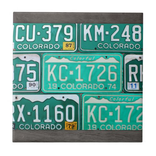 Colorado License Plate Map Ceramic Tile
