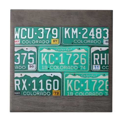 Colorado License Plate Map Ceramic Tile V2