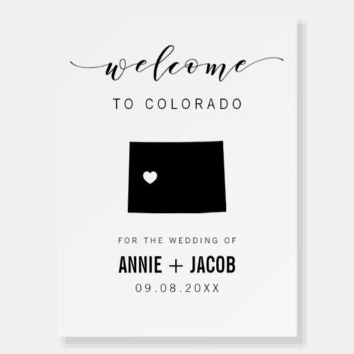 Colorado Map Wedding Welcome Sign Foam Board