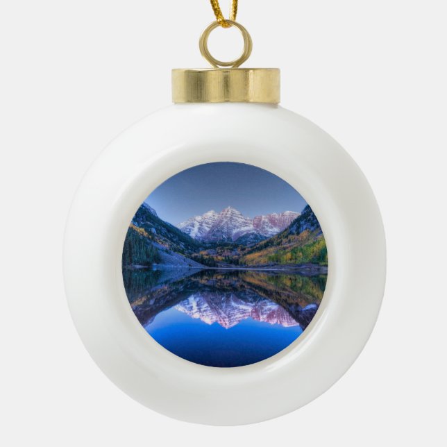 Colorado Maroon Bells Christmas Ornament - Ball (Front)