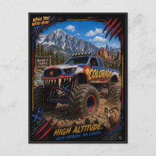 Colorado Monster Truck Off Road Art Postcard