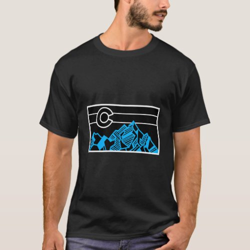 Colorado Mountain And Flag Geometric Design T_Shirt