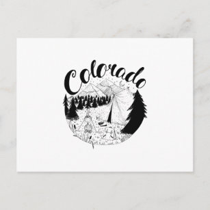 Colorado Mountain Camper Ink Illustration Postcard