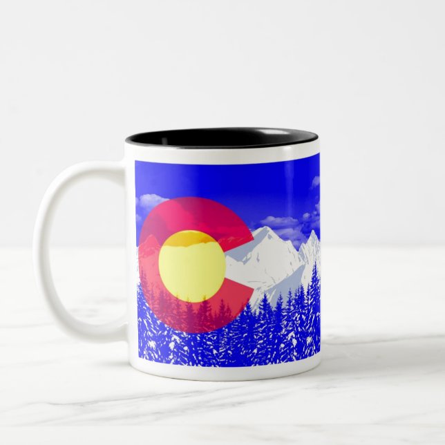 Colorado Mountain Flag Two-Tone Coffee Mug (Left)