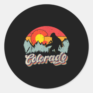 Colorado Mountain Hiking Bigfoot Camng Retro 80s S Classic Round Sticker