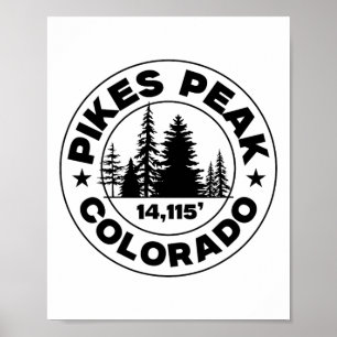 Colorado Mountain Hiking Vintage Pikes Peak Poster