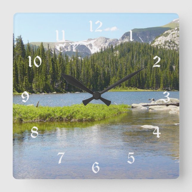 Colorado Mountain Lake Square Wall Clock (Front)