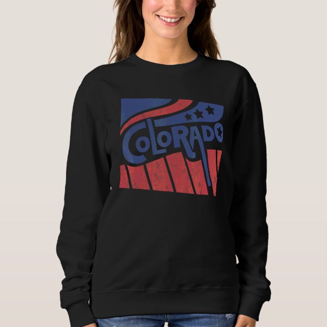 Colorado Mountain State Flag Rocky Mountains Skiin Sweatshirt (Front)